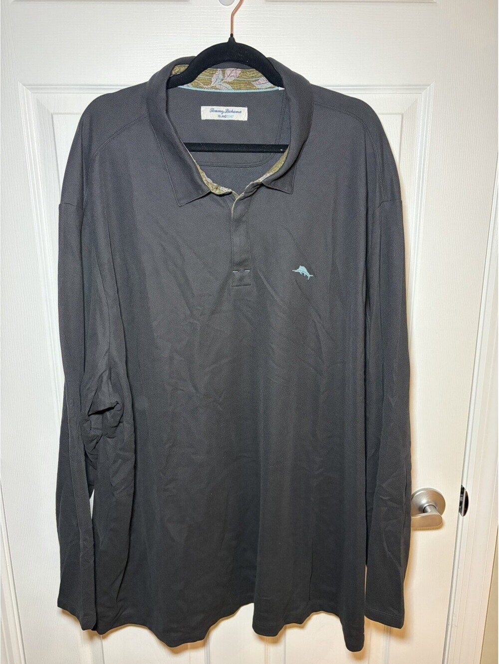 Tommy Bahama Men’s Long Sleeve Polo Shirt Size 3XLB 3XL Big Black